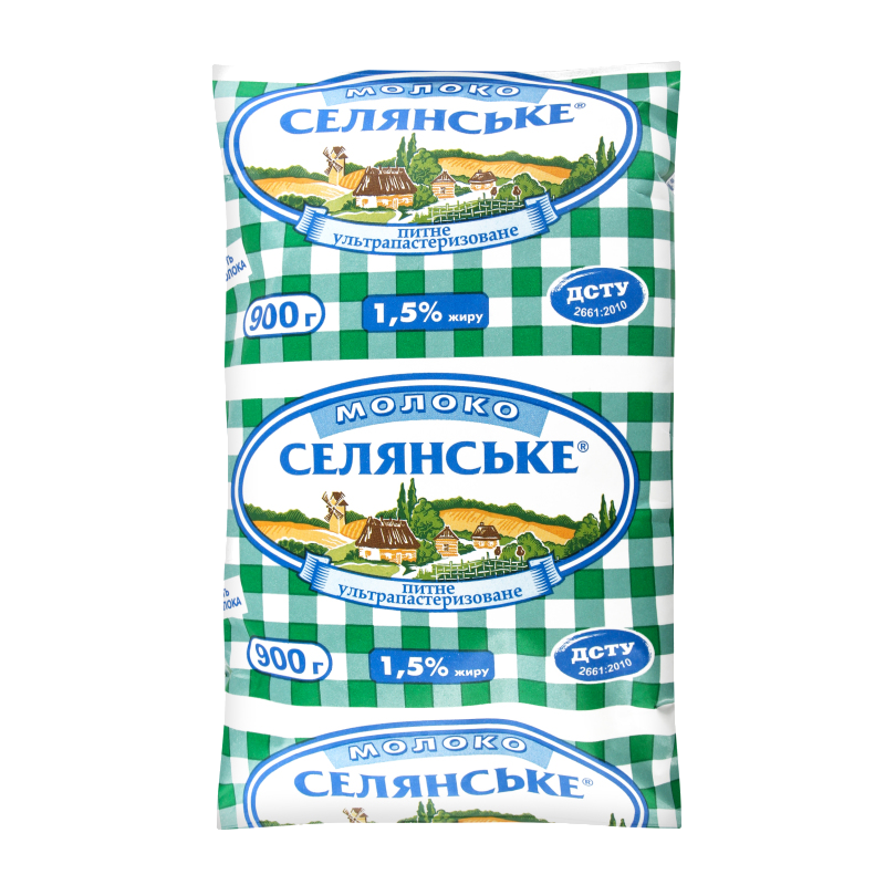 Молоко коров'яче СЕЛЯНСЬКЕ, ультрапастеризоване, 1%, 900г